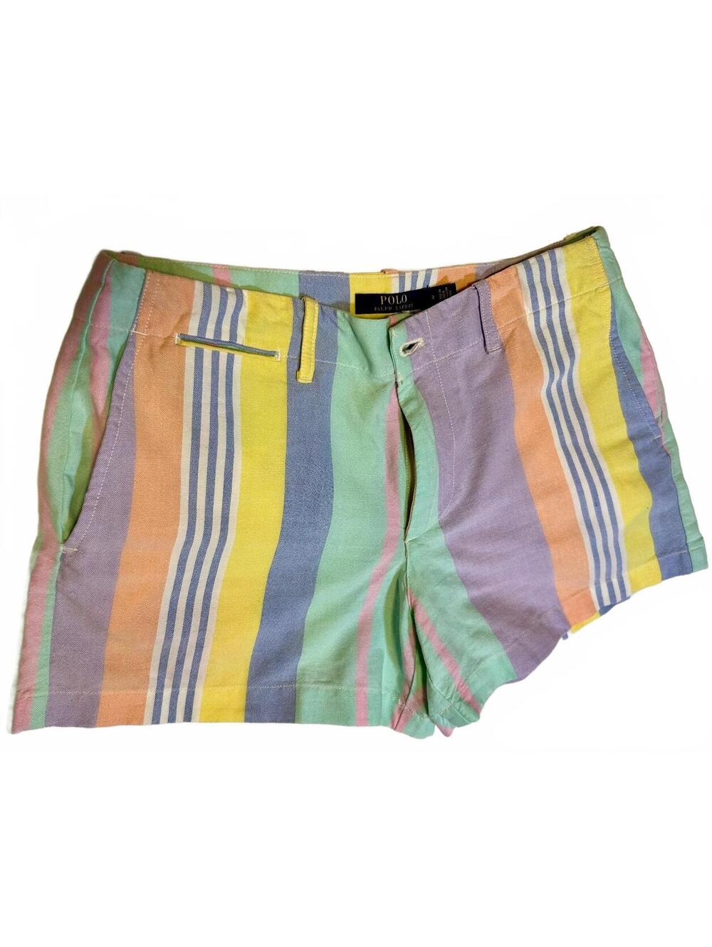 Polo Ralph Lauren Striped Pastel Shorts Size 2 Good Condition